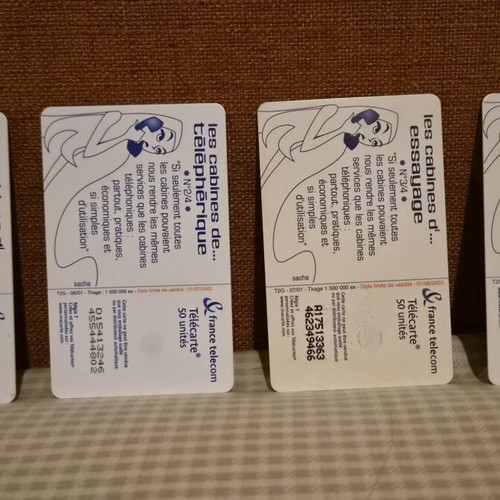 France Télécom Les Cabines phone card set used, 4 cards 2001