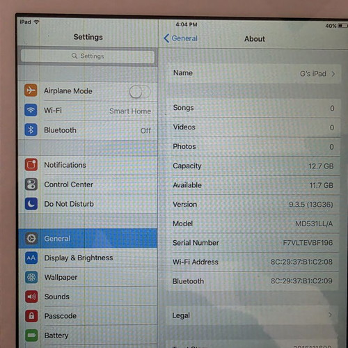 iPad mini Wi-Fi tablet with screen lines