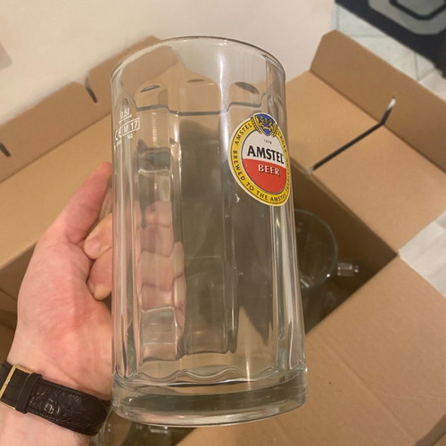 Large Amstel beer glass set of 6 new