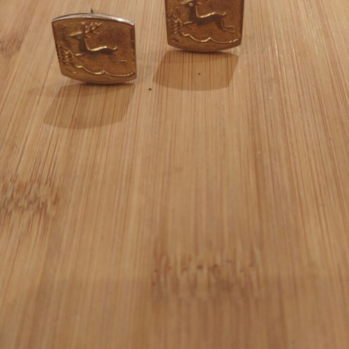 Vintage cufflinks used gold color with deer design