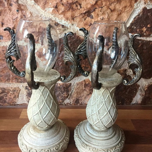 Set of large candlesticks used