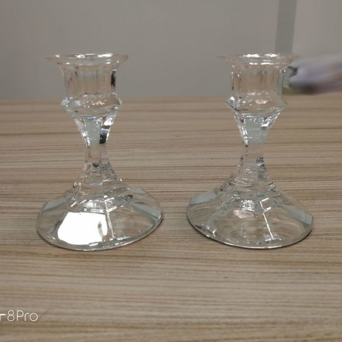 Glass candle holder used set of 2 pieces
