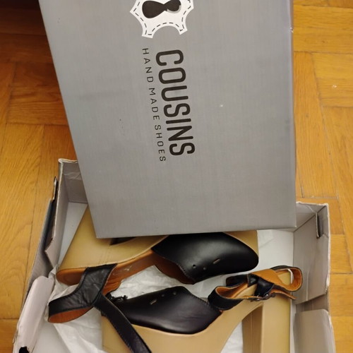 Platform sandals from genuine leather new, black, handmade