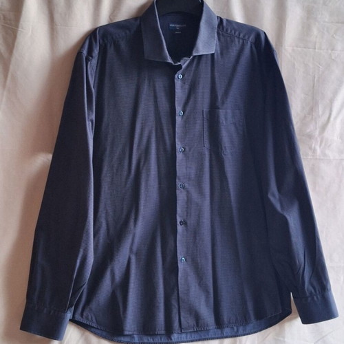 Portobello's XXL Men's Regular Fit Navy Blue Cotton Shirt with Micro Pattern