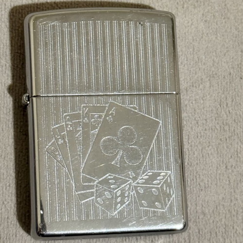 Zippo lighter 2011 used with playing cards and dice engraving