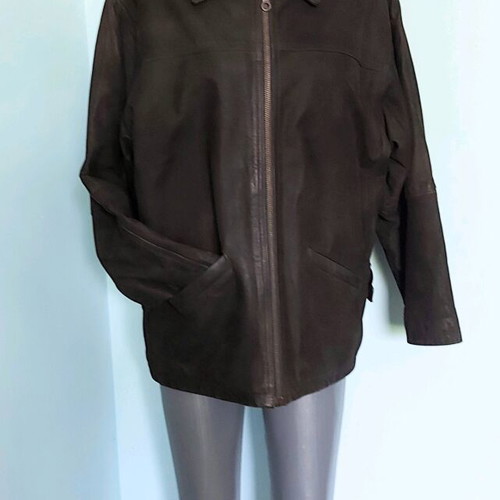 Unisex suede jacket used, brown, with lining and padding
