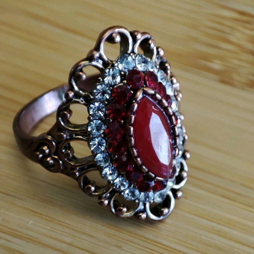 Vintage ring with red stone used