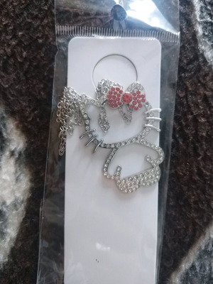 Κολιέ Hello Kitty καινούργιο, γκρι και ασημί
