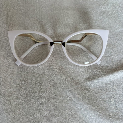 Glasses without myopia lenses, pink and gold accessory