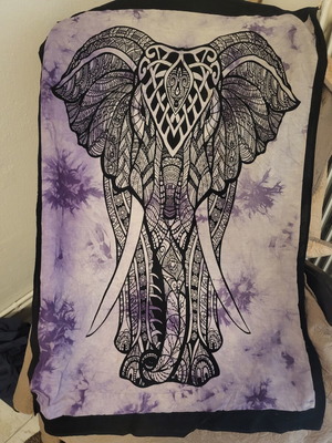 Tablecloth used, decorative elephant print fabric