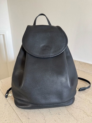 Vintage σακίδιο πλάτης Longchamp Le Foulonné μαύρο δέρμα μεταχειρισμένο