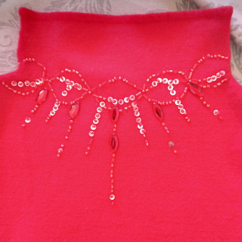 Sleeveless knitted top night out red, new