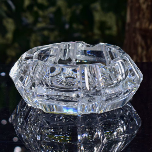 Bohemian Crystal Ashtray used, heavy handmade for cigars
