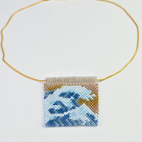The Great Wave necklace made to order, blue and white