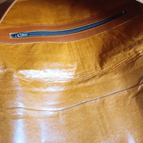 Leather clutch bag, camel color, soft leather