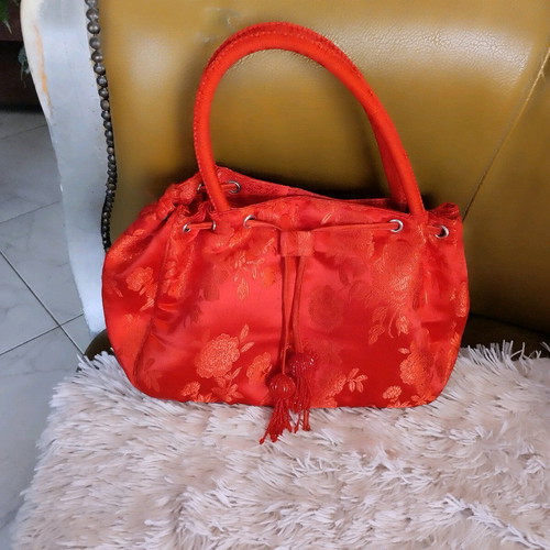 Satin bag new bright red