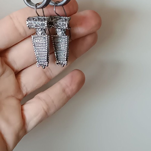 Silver earrings 950 like new, about 4cm, with box
