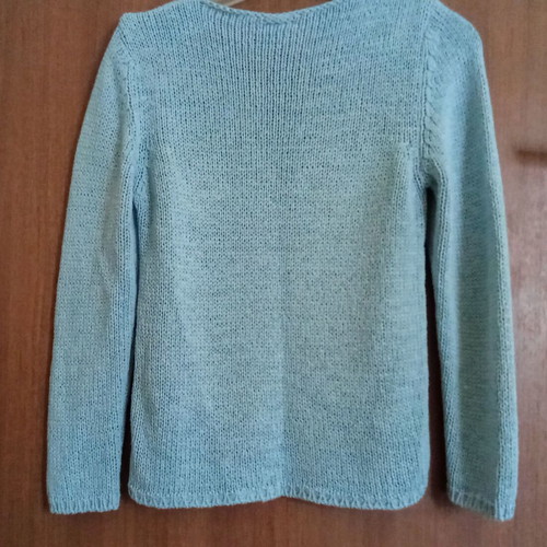 Cotton knitted sweater S used, light blue with white pattern