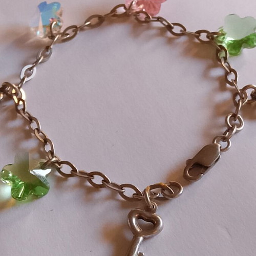 925 silver bracelet with multicolored Swarovski crystals, 18 cm