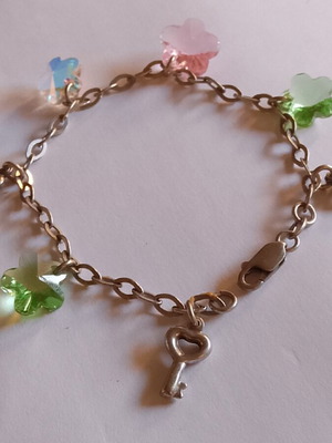 925 silver bracelet with multicolored Swarovski crystals, 18 cm