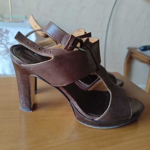 Anna F Leather Sandals Used, Brown, Size 36