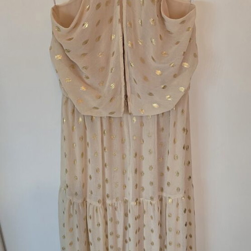 Formal dress halterneck medium beige gold like new