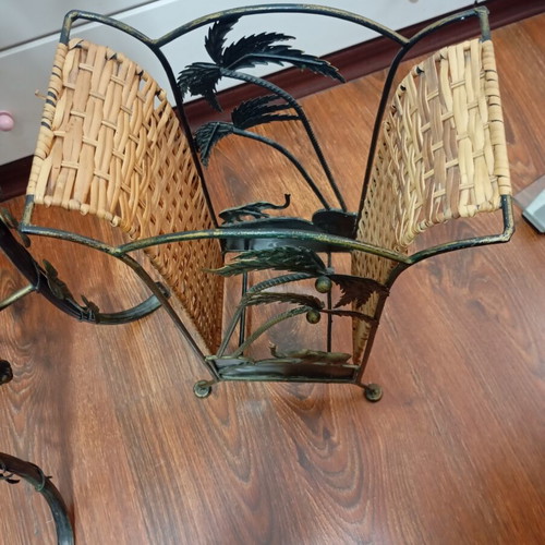 Ferforje decoration set used with copper details and natural woven straw