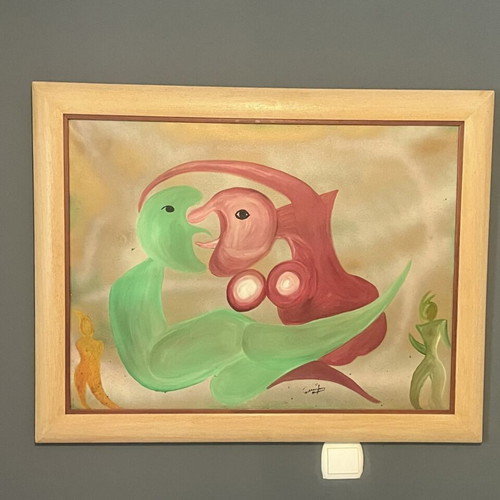 Union tempera painting on canvas 52x80 cm