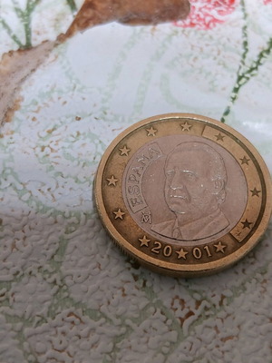 Ισπανικό κέρμα 1 ευρώ μεταχειρισμένο 2001 με σφάλμα εκτύπωσης