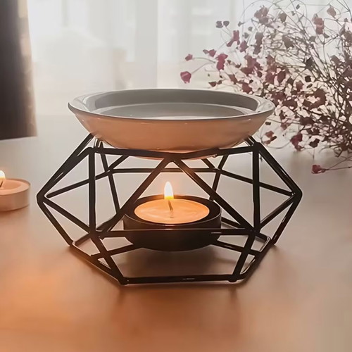 Geometric Shape Black Aromatherapy Burner new (11.4x5.7cm)