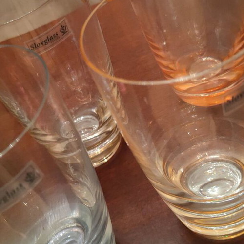 Zoulovits crystal glasses new, set of six with different colors