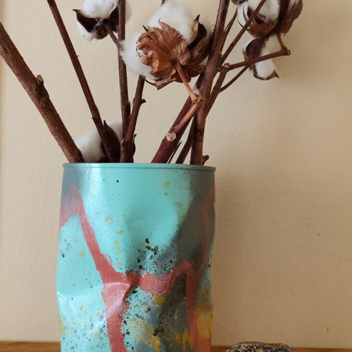 Metal Vase Handpainted 20cm Height New