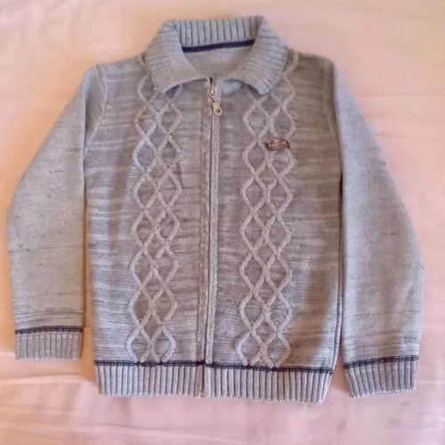 Hashtag knitted cardigan with zipper for boys size 6, like new, grey-melange