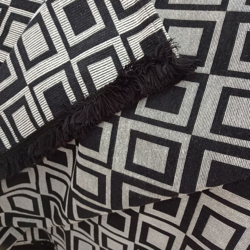 Sofa throw black and white used, rectangular 128x240