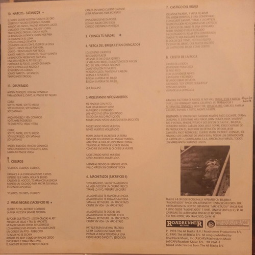 Brujeria Matando Gueros vinyl record like new, metal