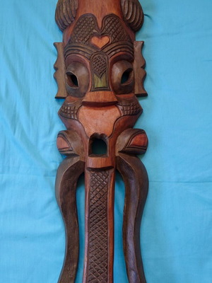 Vintage ethnic wooden carved decorative mask like new