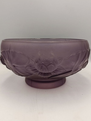 Μπολ Art Deco Barolac 1930s μεταχειρισμένο, Josef Inwald σατέν γυαλί Water Lily