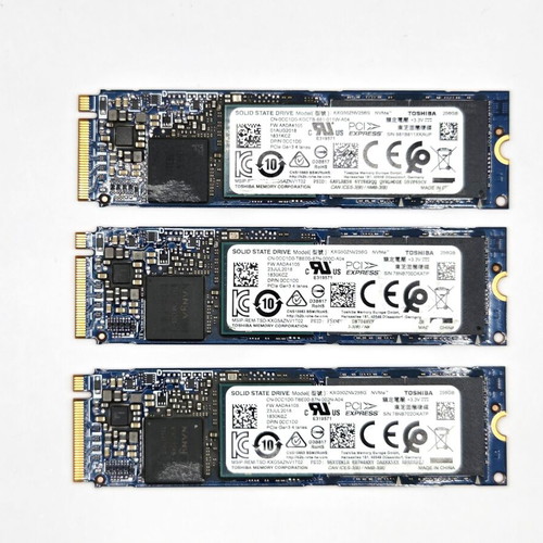 Toshiba NVMe 256GB M.2 SSD used, bundle of 4 with SMART warning