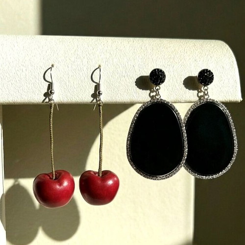Earrings new, black and red
