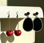Earrings new, black and red