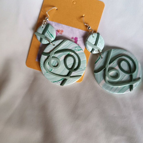 Handmade earrings new polymer clay with dangling hooks