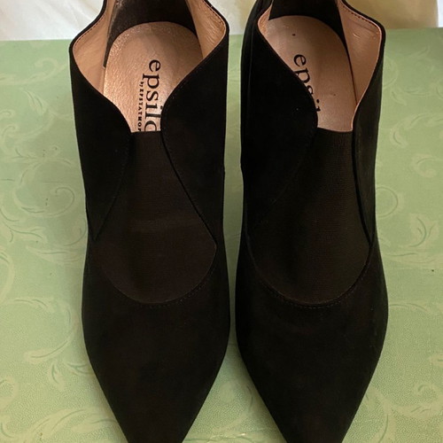 Suede ankle boots used, size 39, black with 8cm heel