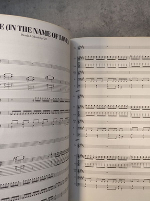 U2 Rock Score Sheet Music used, original 1988 print