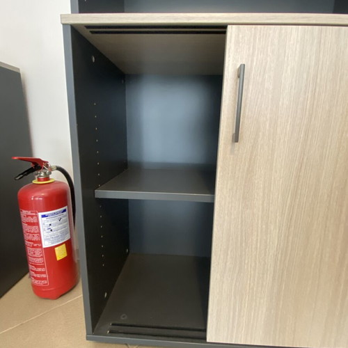 Dromeas Bookcase and Cabinet set like new, anthracite with grey oak