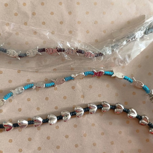 Handmade bracelets with fish and hearts, 18 cm
