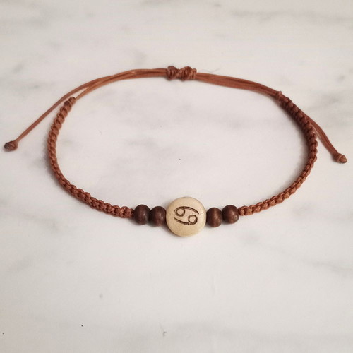 Men's bracelet with Cancer zodiac new, brown