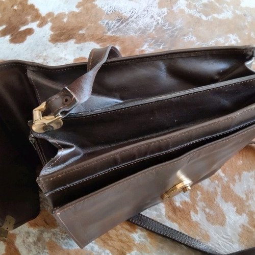Vintage leather bag used, brown, quality with many compartments