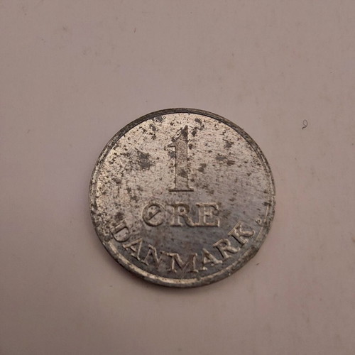 1 Øre Denmark coin used from 1967 with King Frederik IX monogram