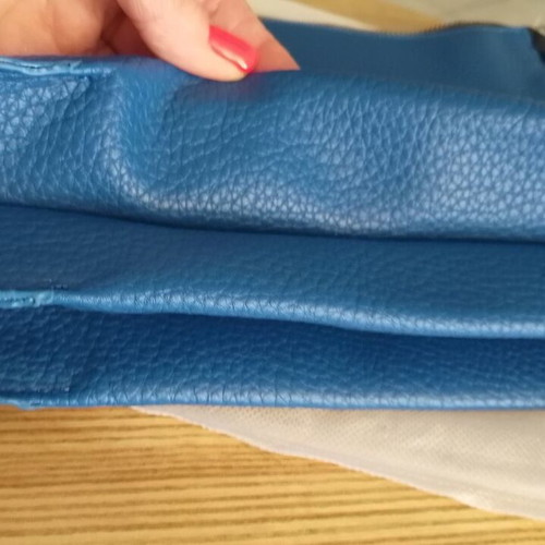 Crossbody bag new, blue leather with unique texture