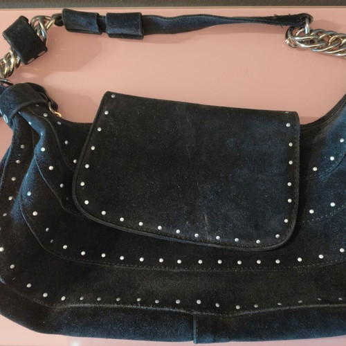 Zara shoulder bag small black suede used with silver studs